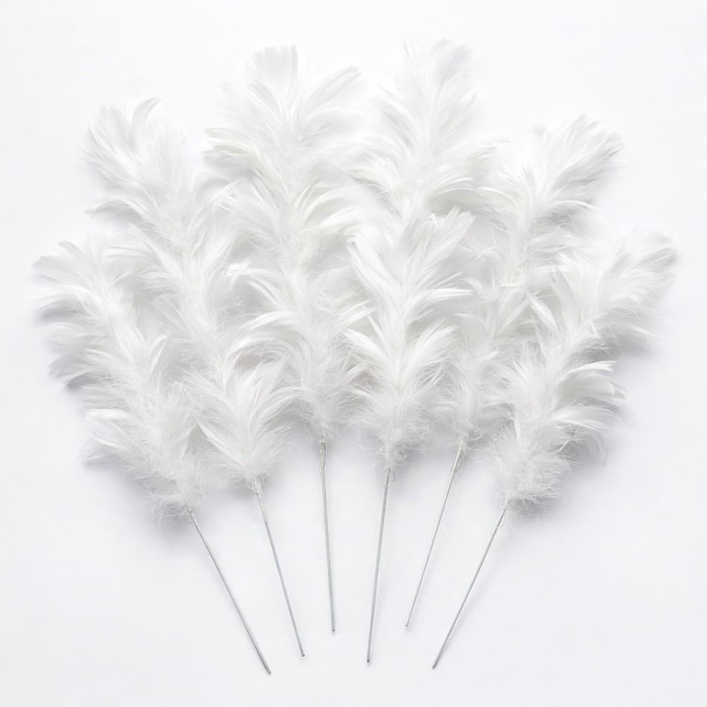 10 Craft Feathers 12–13” White & Gray DIY Wedding Centerpiece Decor - Picture 2 of 5